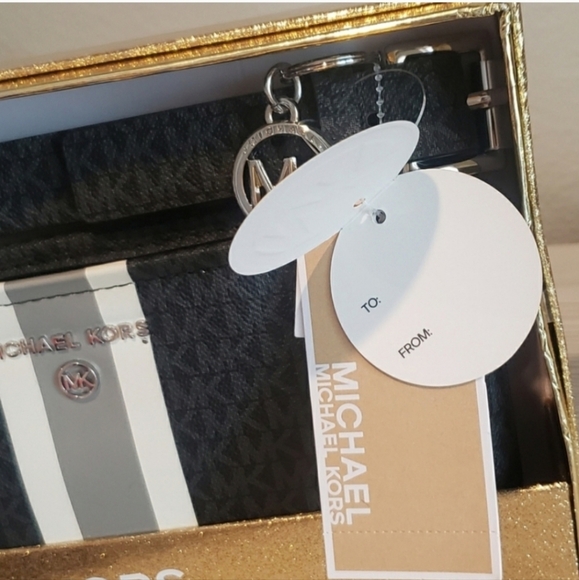 NWT Michael Kors Adjustable Belt Bag L-XL FITS A PHONE Black Gray white - Picture 4 of 6